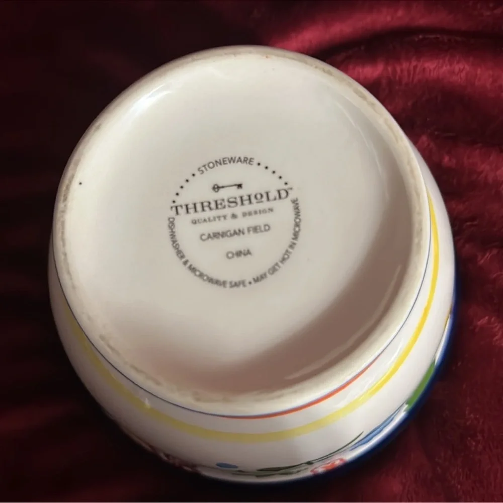 Threshold Carnigan Field Stoneware Cereal Bowl 5.5" x 3.5". Dk Blue Green Red - Picture 6 of 8